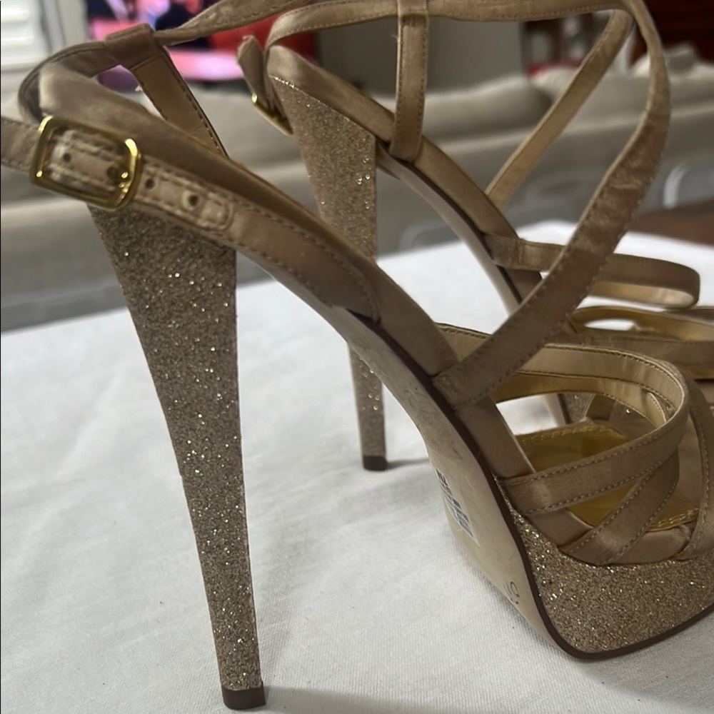 Nine West Tan Strappy Stiletto Heels with Stiletto - Picture 3 of 7